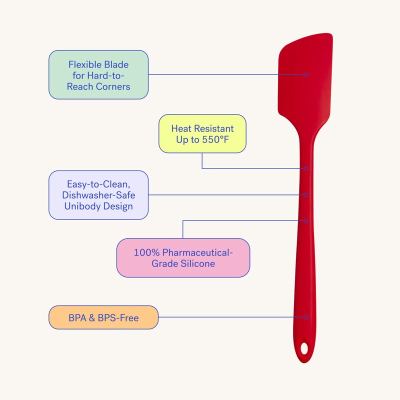 GIR: Get It Right Silicone Kitchen Spatula - Non-toxic Cooking Utensils for Nonstick Cookware, Cooking and Baking, Mini - 8IN - Red - Image 2